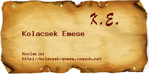 Kolacsek Emese névjegykártya